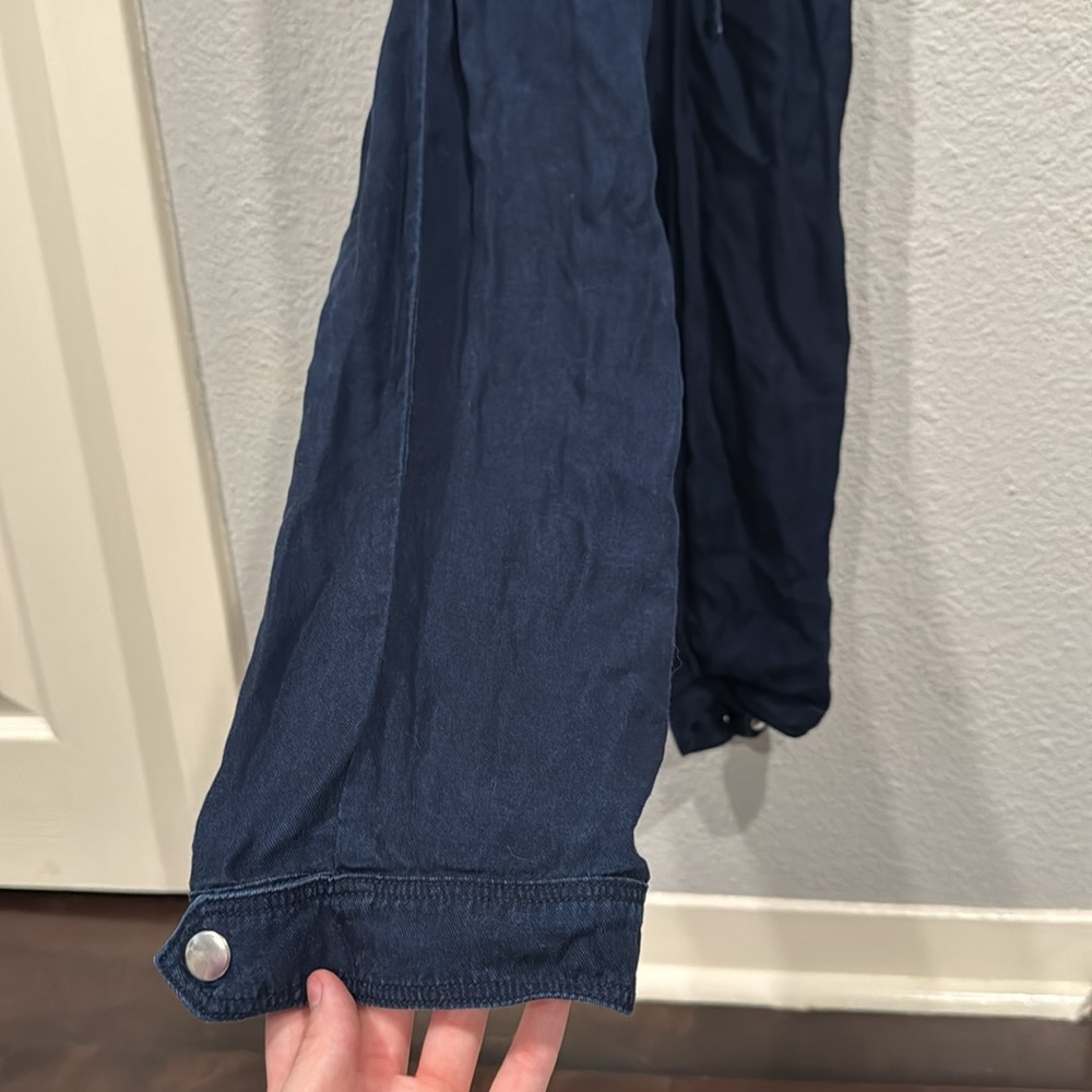 Banana Republic Utility Jumpsuit Sleeveless Chambray Denim Button Tie Pickets - Picture 9 of 14